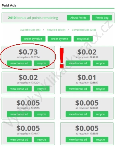 Paidverts: Click on ads of 1+ dollar value
